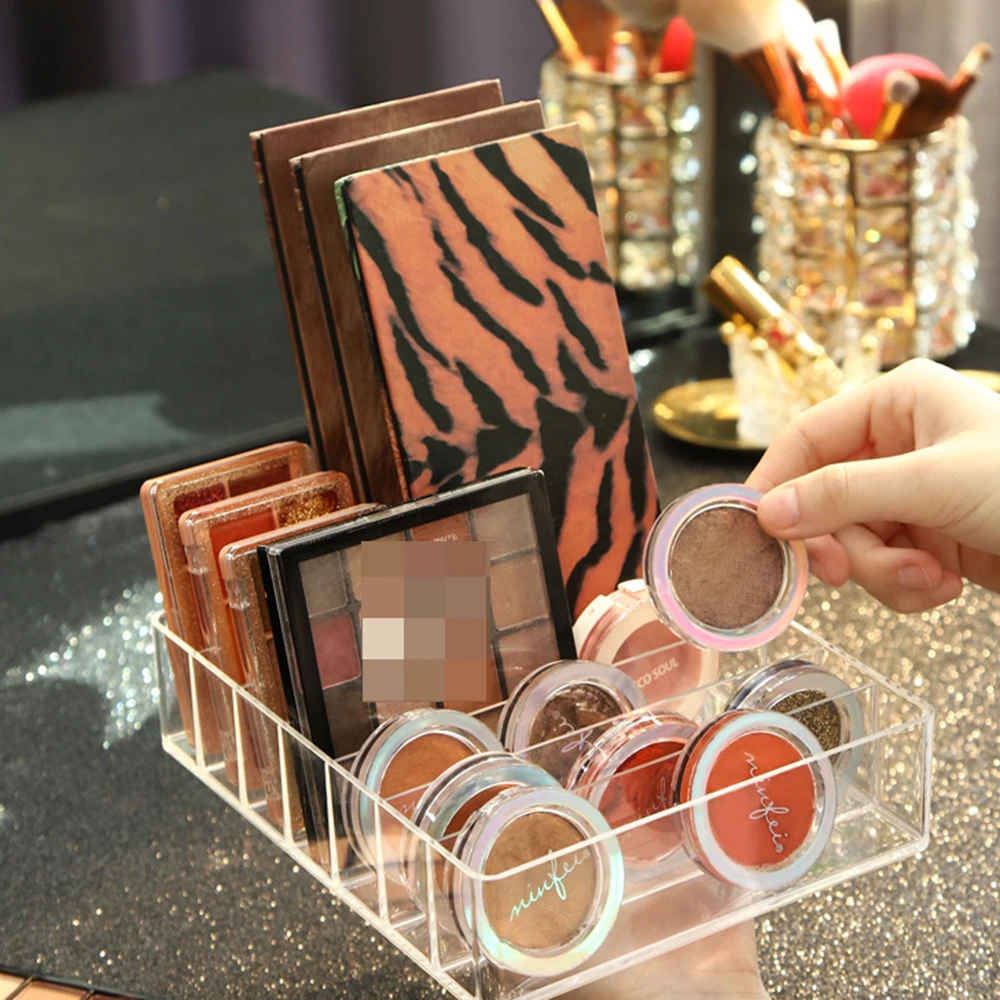 7 Compartments Storage Box Clear Plastic Makeup Cosmetic Stand Holder Makeup Lipstick Eyeshadow Palette Storage Organizer New