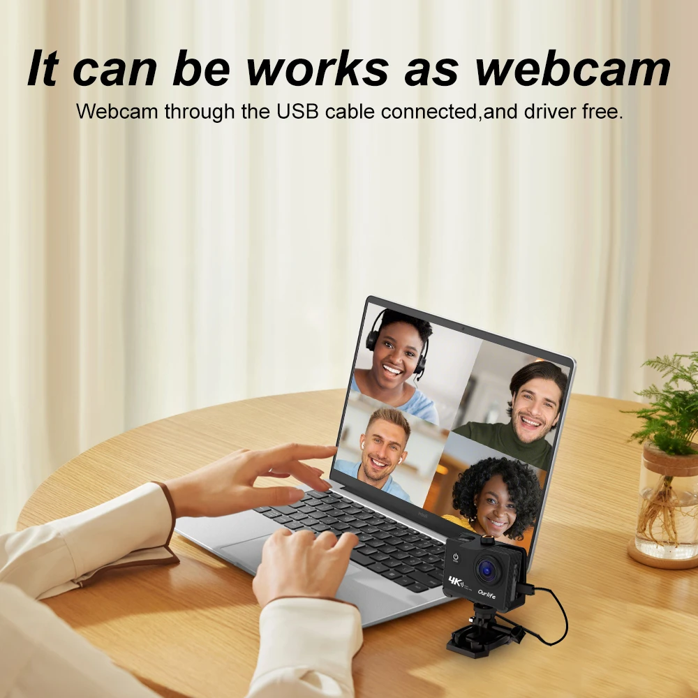 كاميرا Ourlife 4K Action Ultra HD 16MP WiFi 2.0 بوصة شاشة 170D DVR كاميرا ويب تحت الماء 30 متر خوذة تسجيل الفيديو كاميرا رياضية