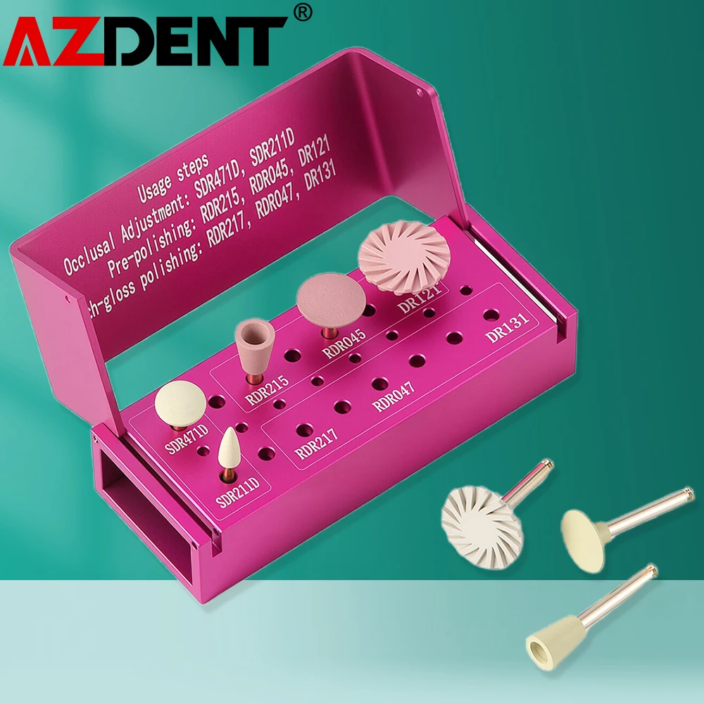 

8Pcs/Box Azdent Dental Zirconia Composite Polishing Kit for Contra Angle Handpiece Diamond Polisher Brush Set RA2.35mm Lab Tools