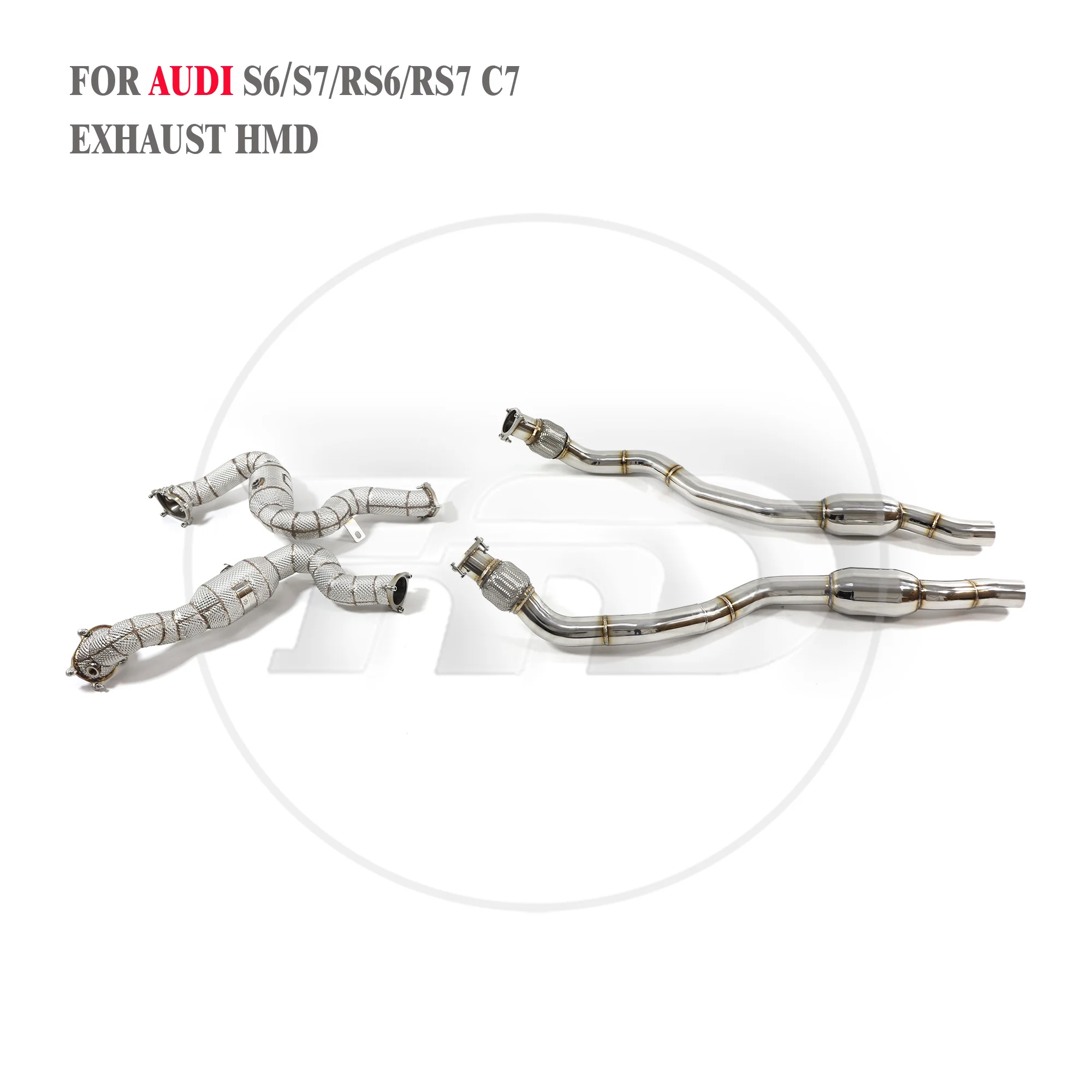 

HMD High Flow Downpipe With Line Pipe for Audi S6 S7 RS6 RS7 C7 4.0T 2013-2018 Front Tube Without Catalyst Exhaust System