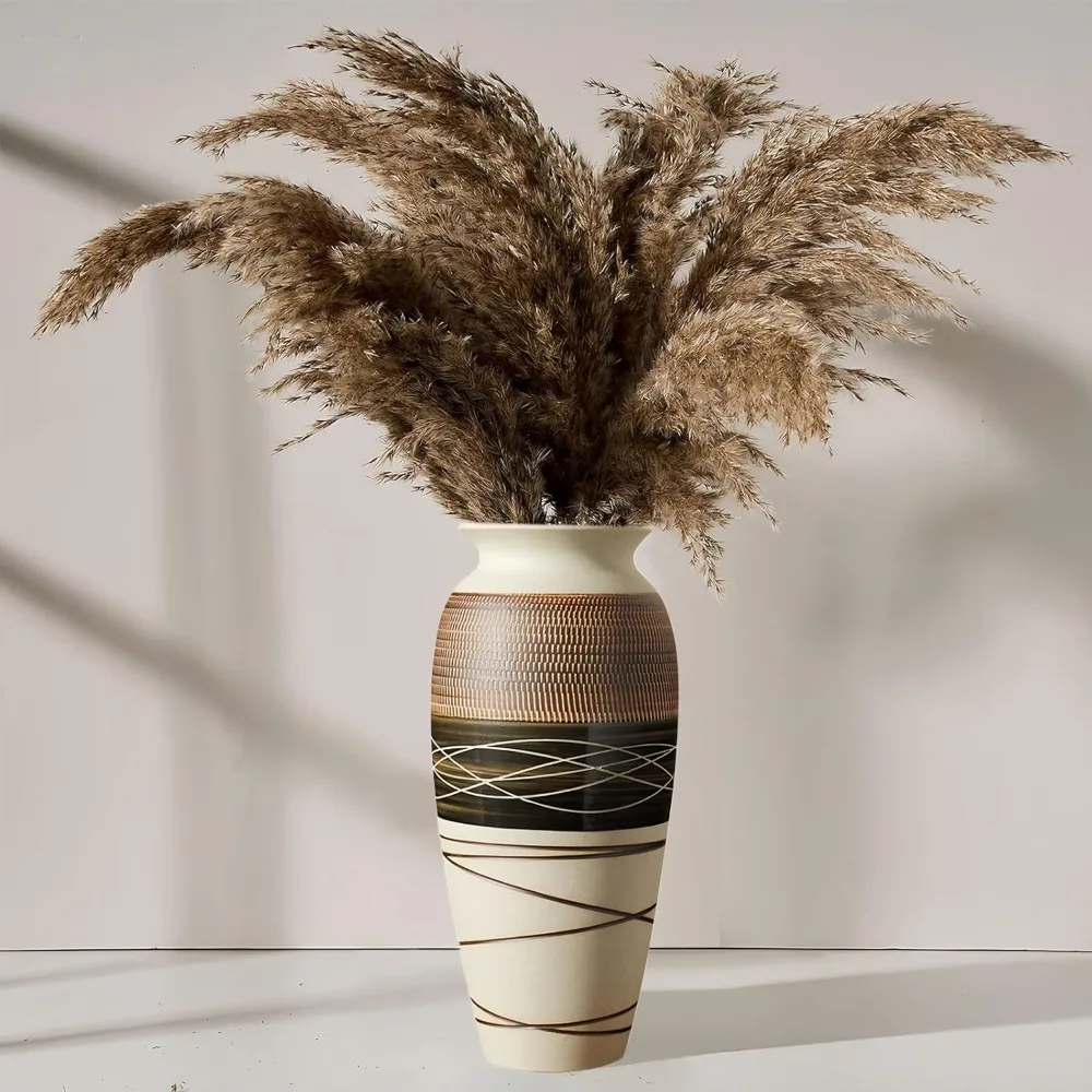 

Ceramic Rustic Farmhouse Vase, 12.6" Large Vintage Flower vase for Home Decor