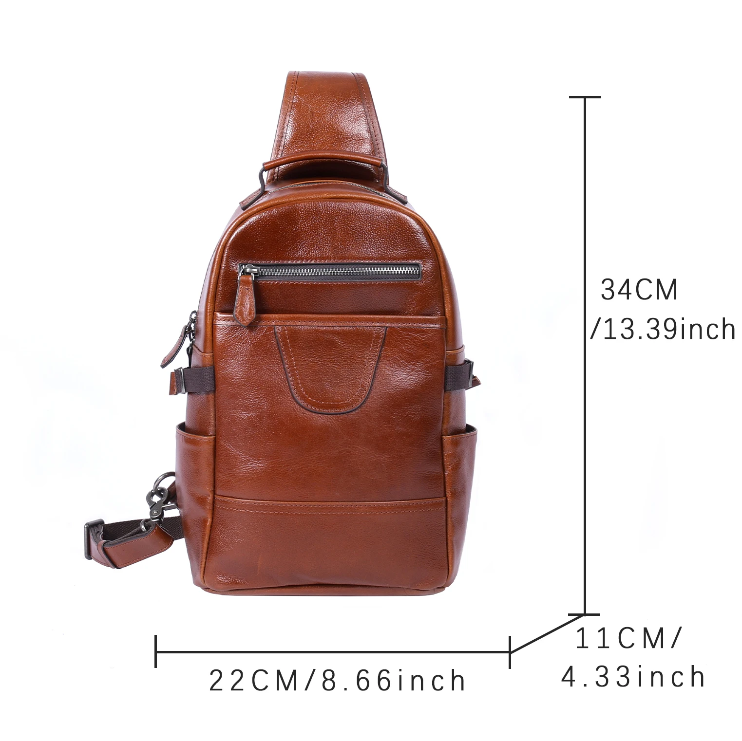 S.WORKER Herren-Umhängetasche aus hochwertigem, pflanzlich gegerbtem Leder, lässige Mode-Brusttasche – Detail 3