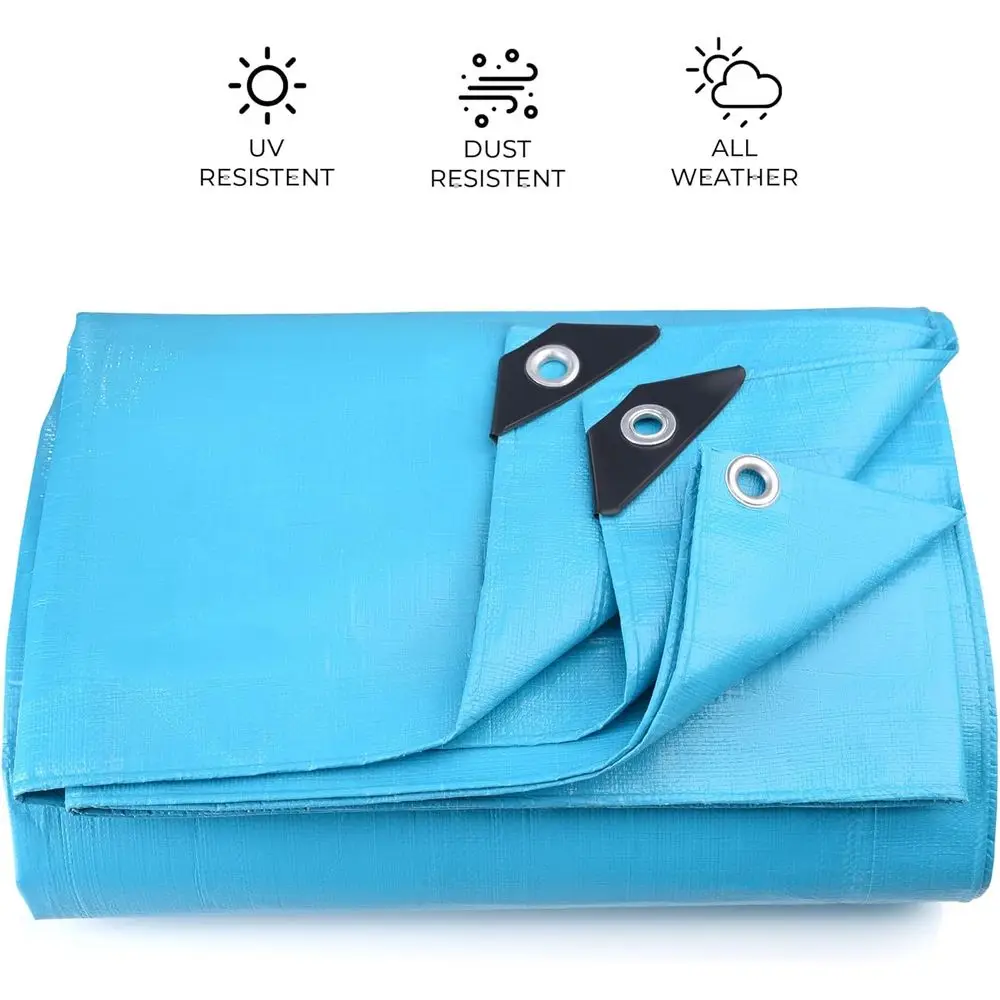 Сверхмощный водонепроницаемый синий брезент 20x40, толщиной 12 мил, устойчивый к ультрафиолетовому излучению и разрыву, с втулками для кемпинга, палаток, лодок, автофургонов, автомобилей и