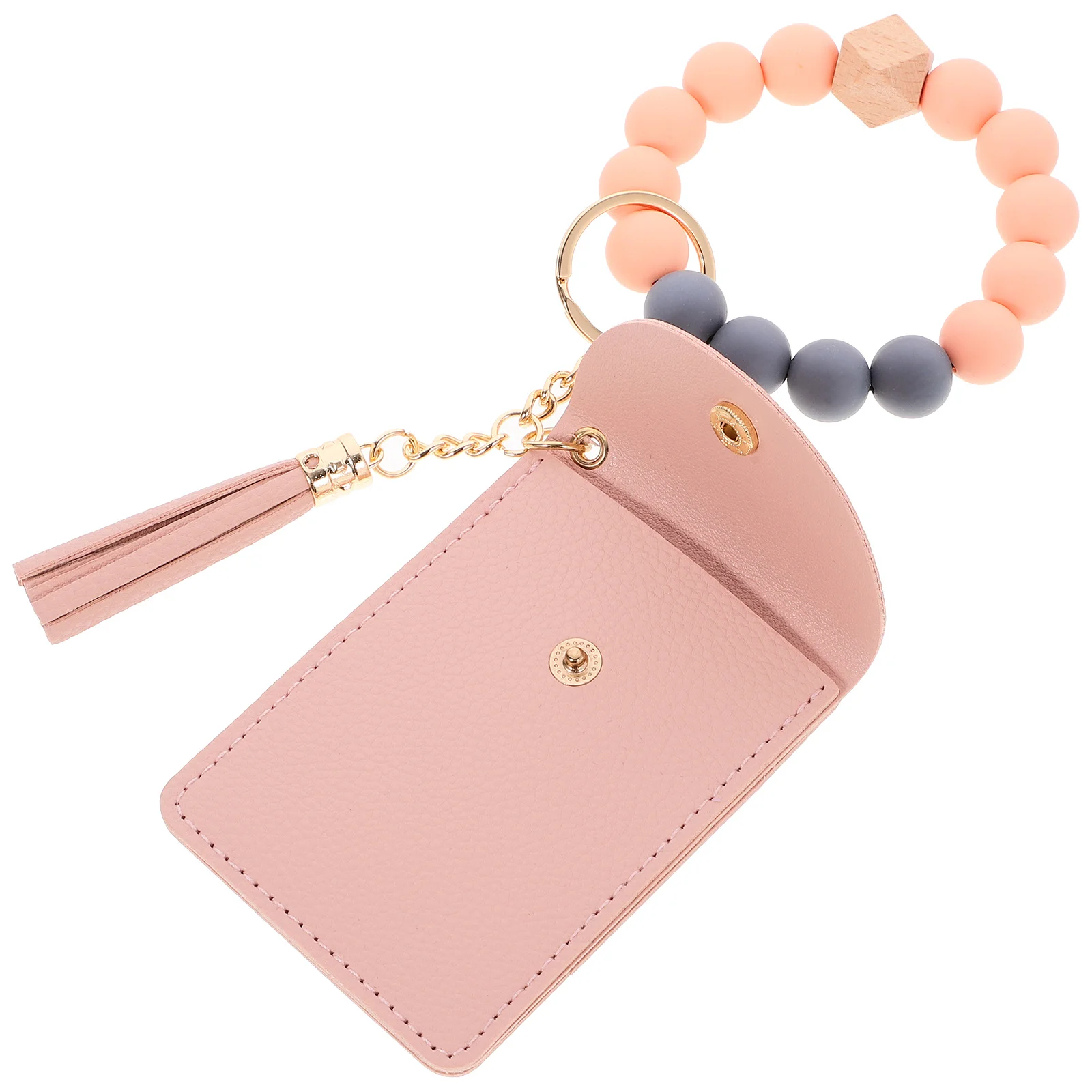 

Pu Tassel Keychain Wallet For Women Wristlet Lipstick Holder Card Organizer Bracelet Keychain Wristlet Wallet