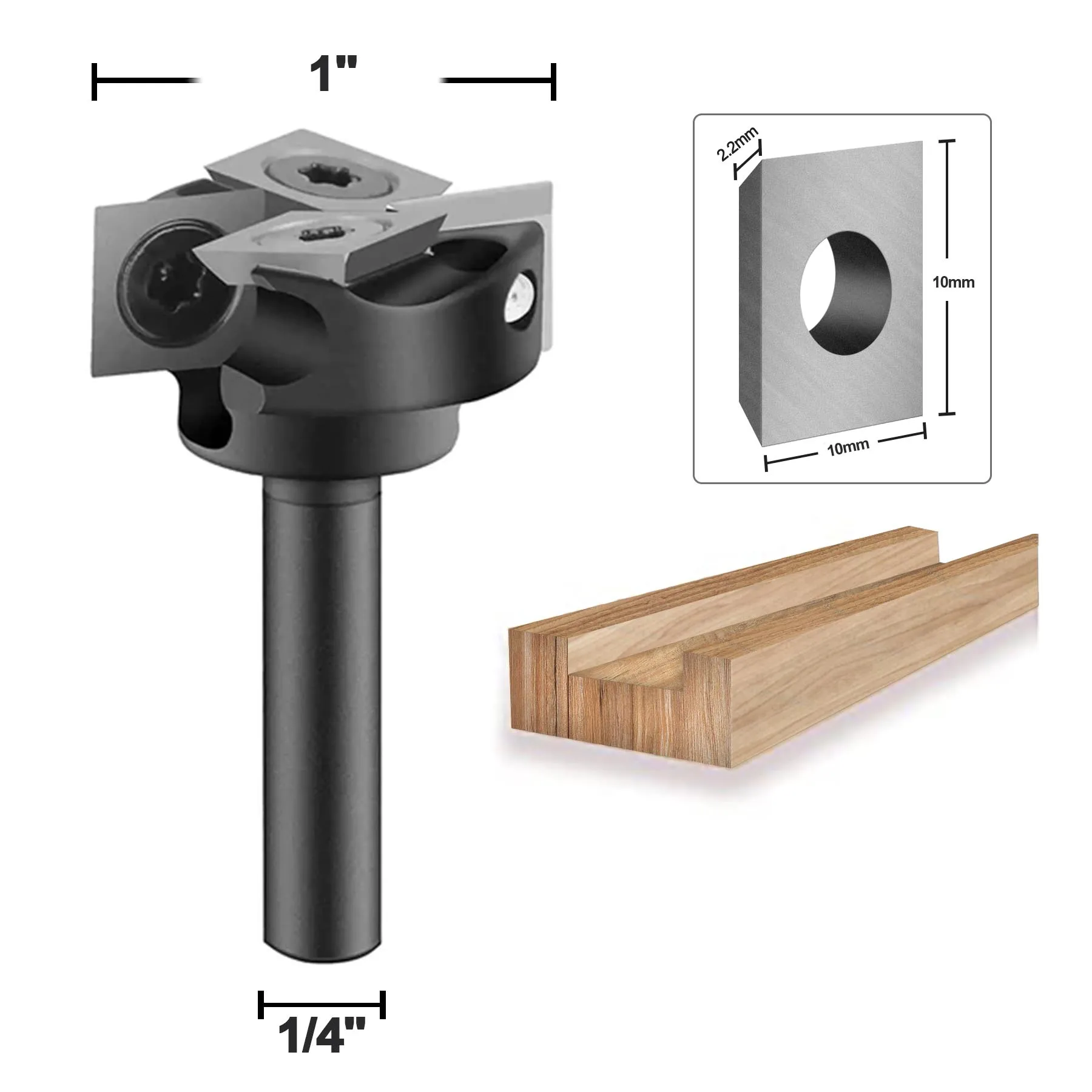 SpeTool 1pc CNC Spoilboard Surfacing Router Bit 1/4 Inch Shank 2-Flute Carbide Insert Slab Flattening Router Planer Bit for Wood