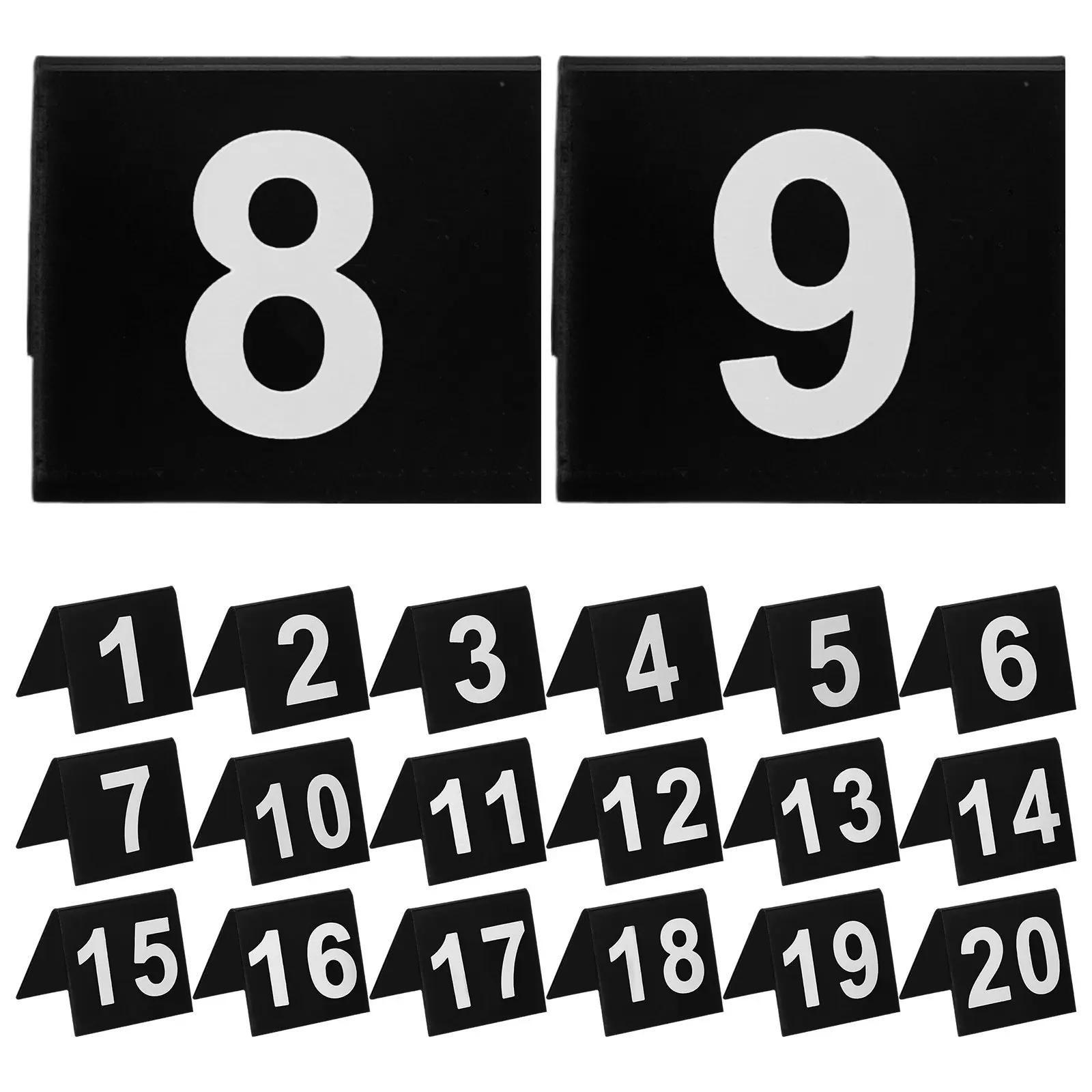 20Pcs Table Number Cards Number Signs V Shaped Acrylic Double Sided High Contrast Table Numbers for Wedding Conference Reception