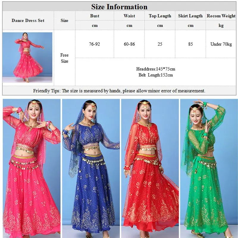 Adult Indian Arabian Princess Belly Dance Costume Set Women Bollywood Festival Dancing Cosplay Halloween Fancy Jasmine Outfit