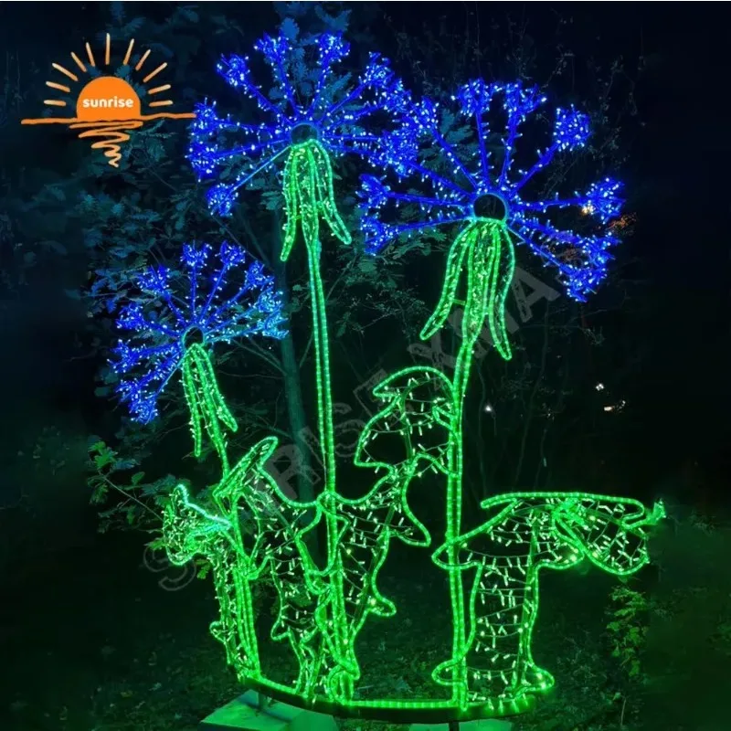 

Outdoor Landscape LED Neon Flex Light Show Customized Decoration Holiday for Park Garden Christmas Huge Flower Motif Lights