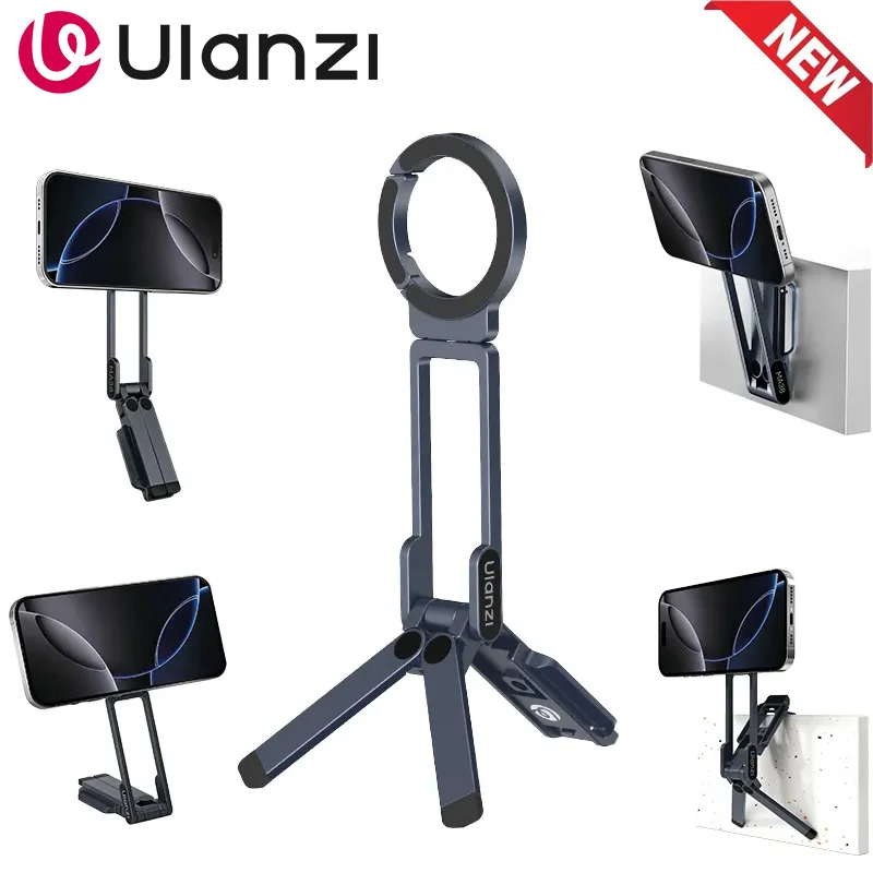 Ulanzi MA38 Selfie Stick Suporte para celular Fotografia Tripé duplo magnético suspenso para Samsung Xiaomi Huawei iPhone Vivo