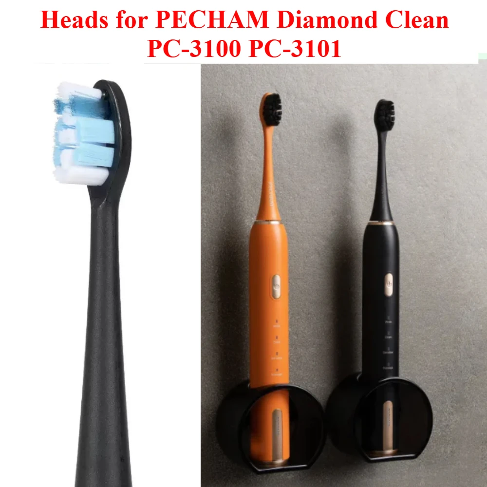 8pcs Replacement Toothbrush Heads for PECHAM Diamond Clean  PC-3100 PC-3101 Series Toothbrush black orange color head