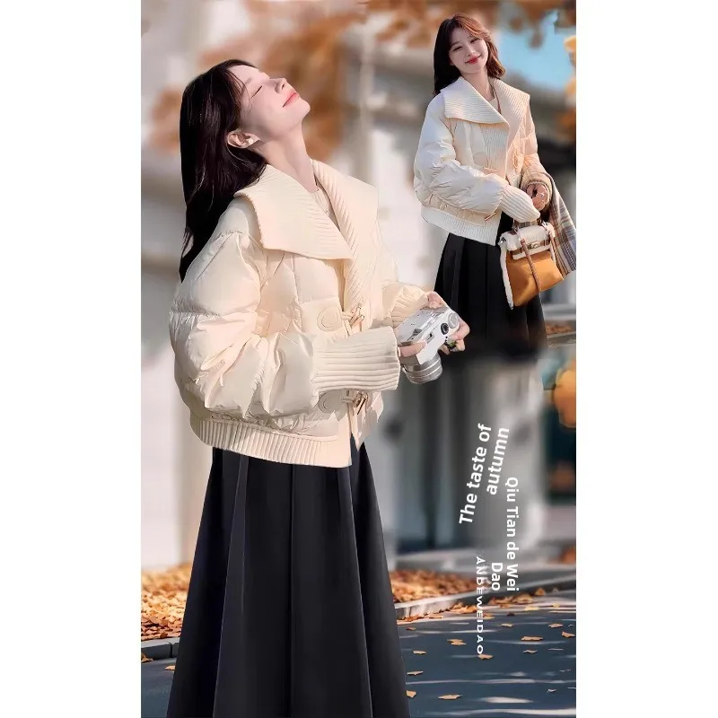 

Теплая вязаная короткая куртка-жакет из хлопка для женщин, новая коллекция осень-зима 2025, с дизайнерскими вставками, верхняя одежда в стиле французского шика