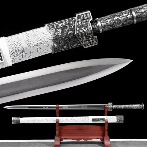 Chinese Han Jian Sword Spring Steel Blade Real Full Tang Sharp Ready Battle Metal Handle Combat Medieval Swords Kongfu Katanas