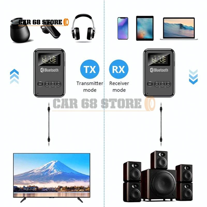 1 Set USB Bluetooth 5.0 Audio Receiver Music Stereo 3D Wireless Adapter  3.5 Aux Jack for Car Kit Wired Speaker Headphones