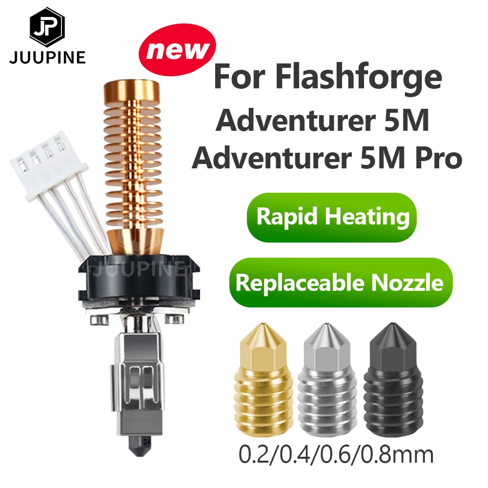 Upgrade For Flashforge Adventurer 5M / 5M Pro Hotend AD5M Nozzle Replacable Caremic Hotend Faster Heating AD5M Pro Nozzle 280℃