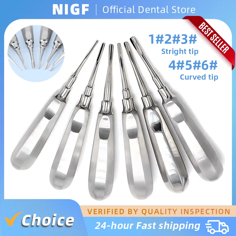 1PC Dental Extraction Elevator Stainless Steel Tooth Dentist Tool Stright Curved Root Elevator Minimally Invasive Dentistry Tool