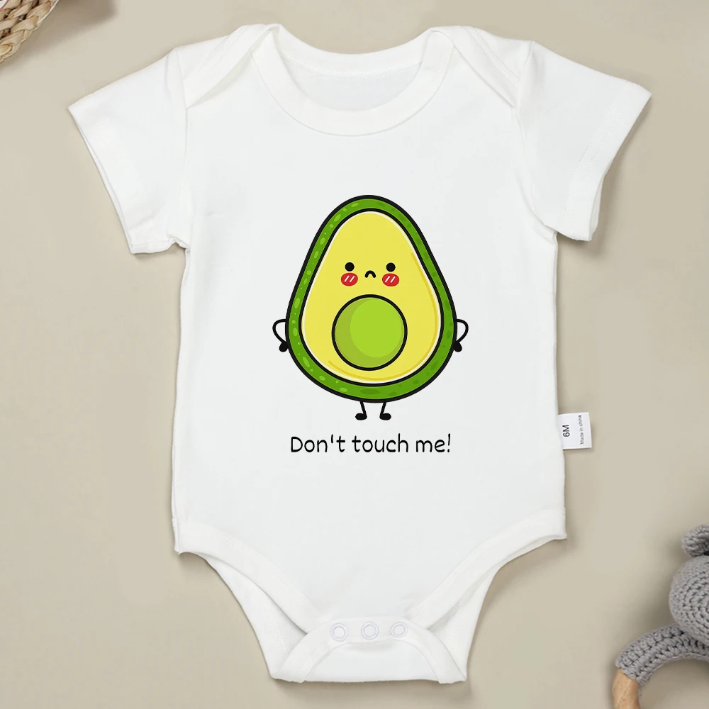 Funny Baby Boy and Girl Clothes Onesie Cute Cartoon Avocado Pattern Cotton Toddler Jumpsuit Comfy Breathable O-neck Bodysuit