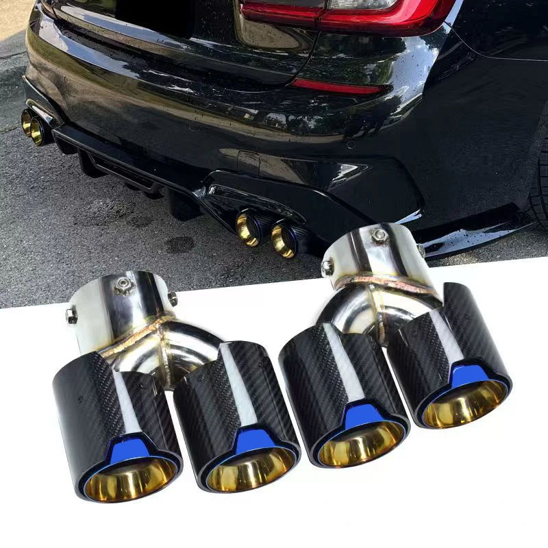 

DEX Car Exhaust Tip For BMW M240 M340 M440 G20 G21 G23 G42 M Power 4 Outlet Carbon Fiber Blue Exhaust Nozzle Pipe Dual Tail Pipe