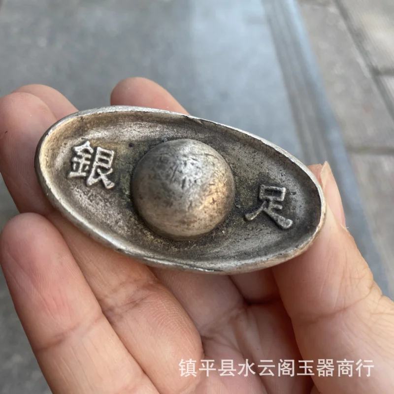 

Antique Silver Ingot Ship Type 100.00G Large Qing Library Silver Sycee Ornaments Antique Antique Coin Ingot Antique Distressed S