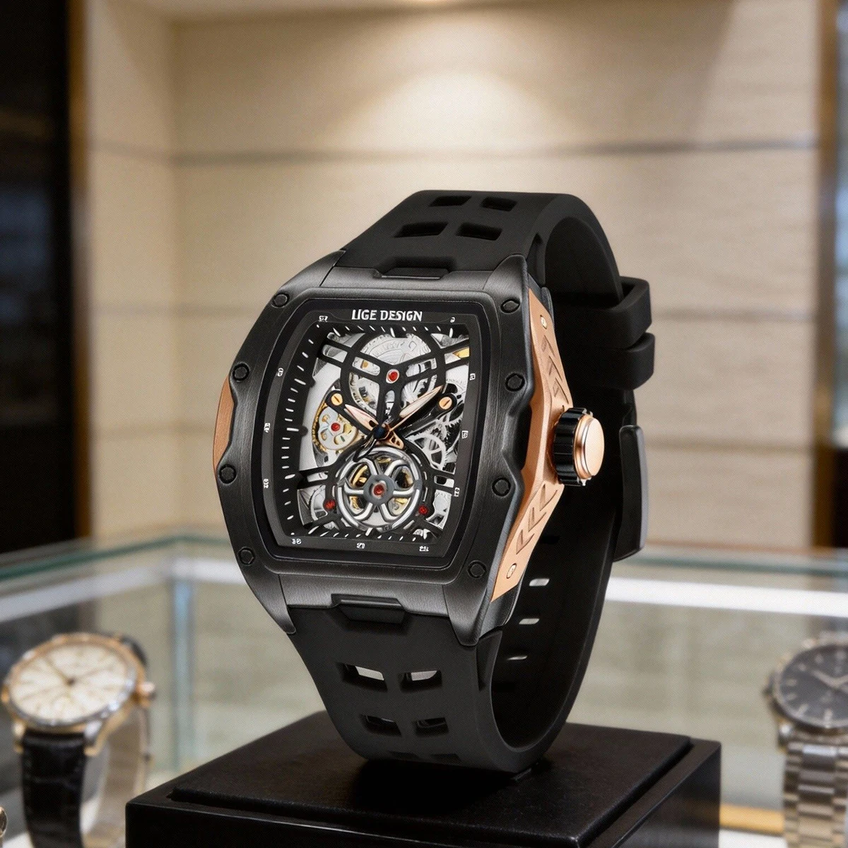 

Мужские роскошные механические часы LIGE, автоматический механизм, дата, светящиеся стрелки, водонепроницаемые, для активного отдыха и спорта, reloj hombre