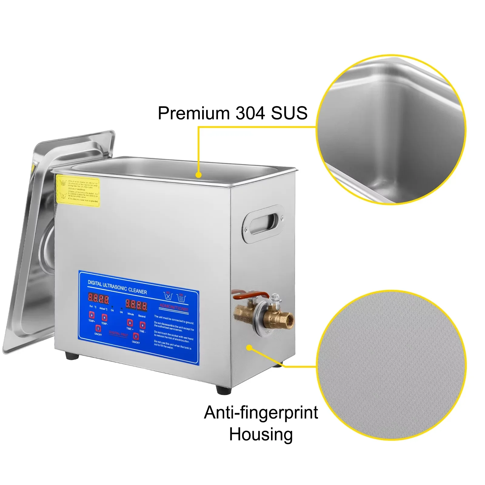 Image of SIHAO 180W Ultraschall-Vinylreinigungsgerät, 6L Kapazität Einstellbarer Knopf Schallplattenreiniger für Tägliche Kommerzielle Reinigung
