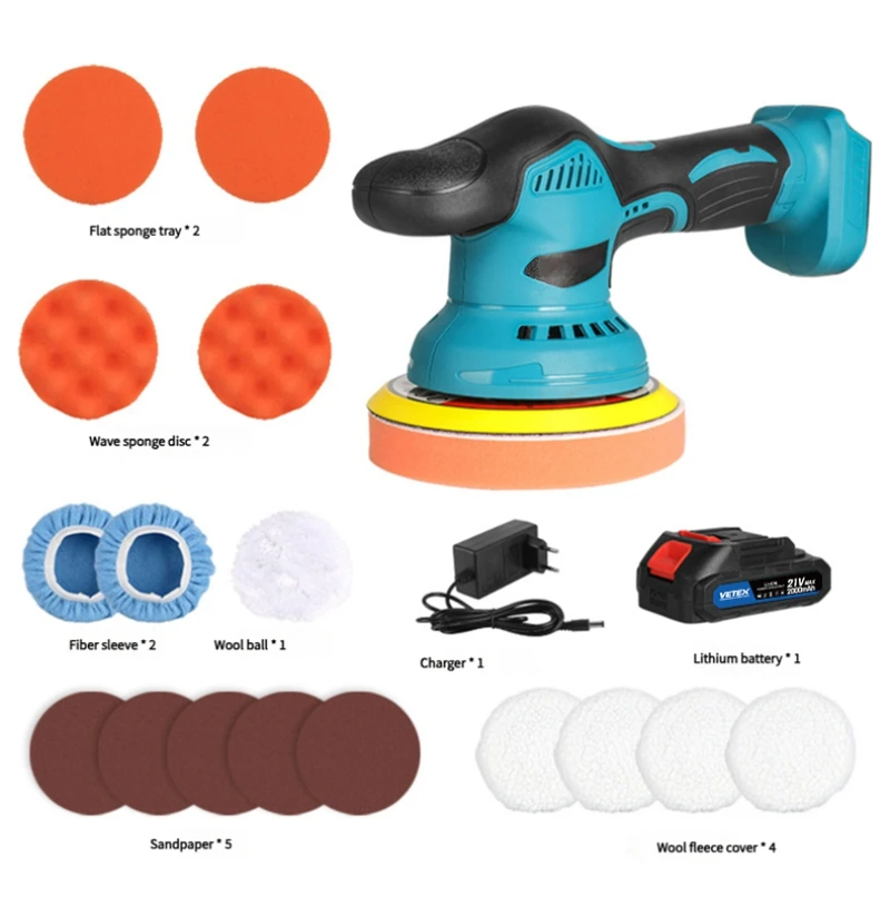 

Best Selling 21V Cordless Power Car Polisher Waxing Machine with 1 Battery & 1 Charger for Household Car