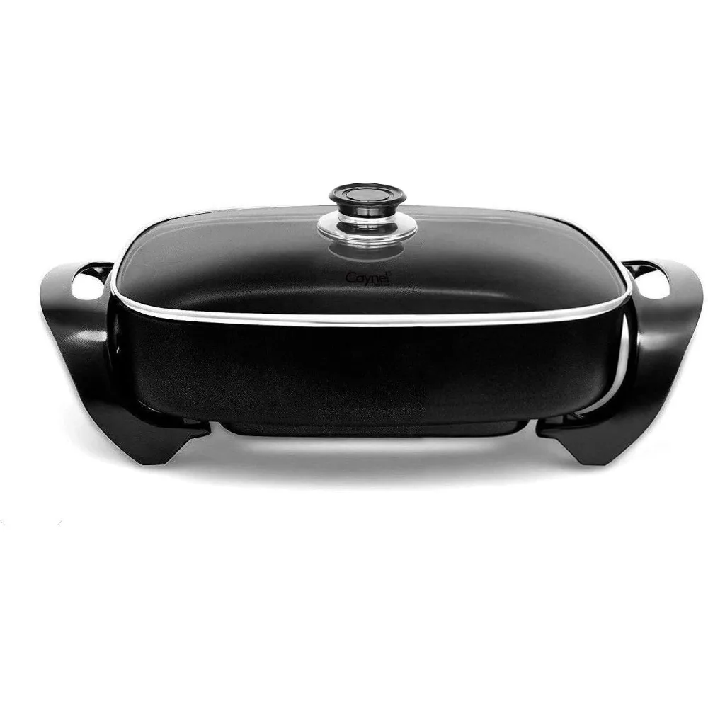 

Skillet Jumbo, Deep Dish with Tempered Glass Vented Lid, Upgrade Thermostat, 16”x 12”x 3.15”- 8 quart (16 * 12 Black)