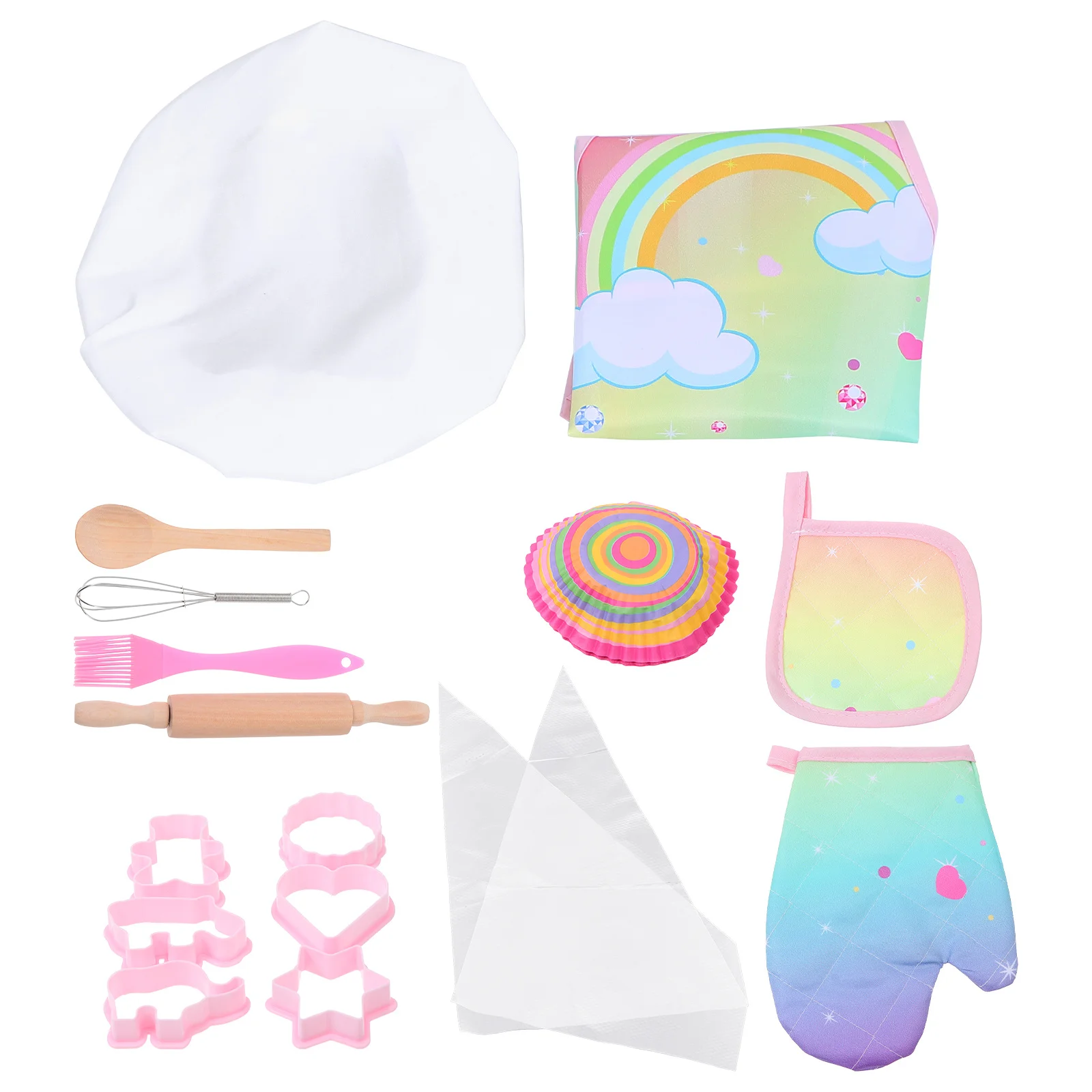 1set 1Set Kids Baking Tools Dinosaur Apron Pretend Play Cooking Set For Children Kitchenware Cake Molds Utensils Role Play Kit