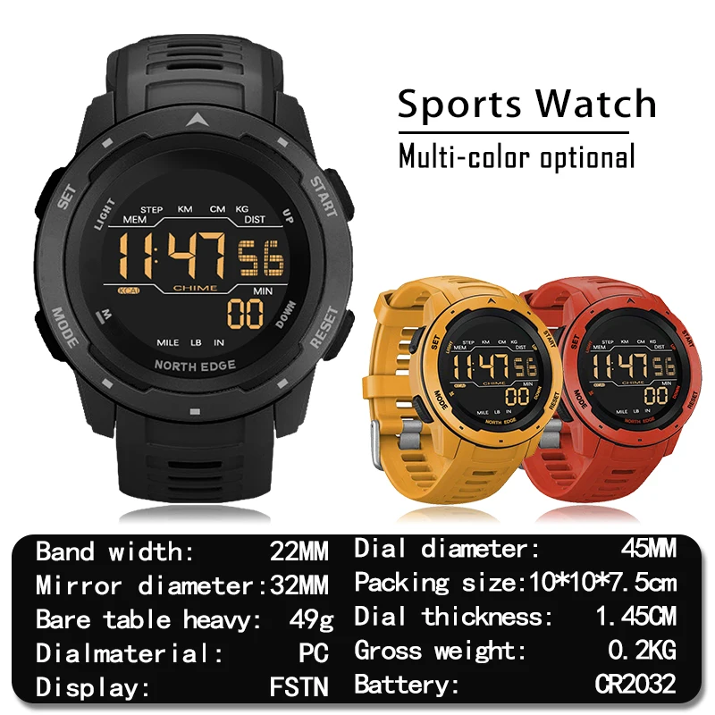 Men's Digital Watch Sports Pedometer Calorie Free Dive Watch Waterproof 50M Outdoor Sport Watches
