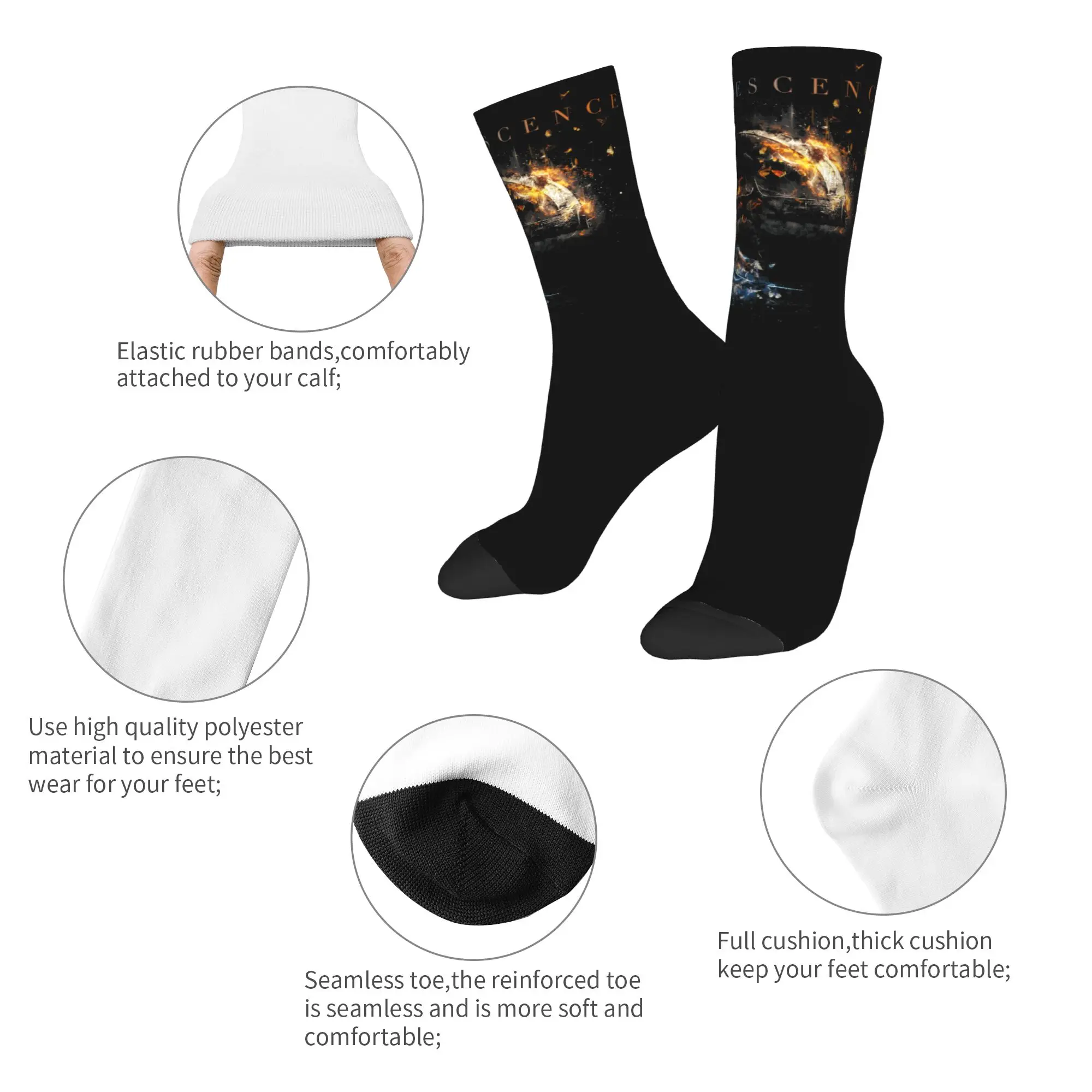 Winter Warm Fashion Unisex Evanescence Logo Box Socks  Sweat Absorbing Skateboard Socks