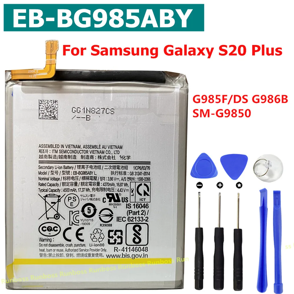 New EB-BG985ABY 4500mAh Replacement Battery For Samsung Galaxy S20 Plus S20Plus S20+ G985F/DS G986B SM-G9850 Mobile Phone