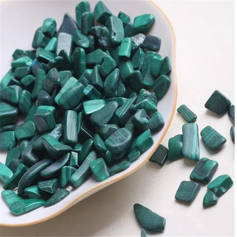 100g Malachite Crystal Gravel Mineral Crystal Chip Beads Home or Fountain Decor Tumbled Stone Degauss Healing Reiki