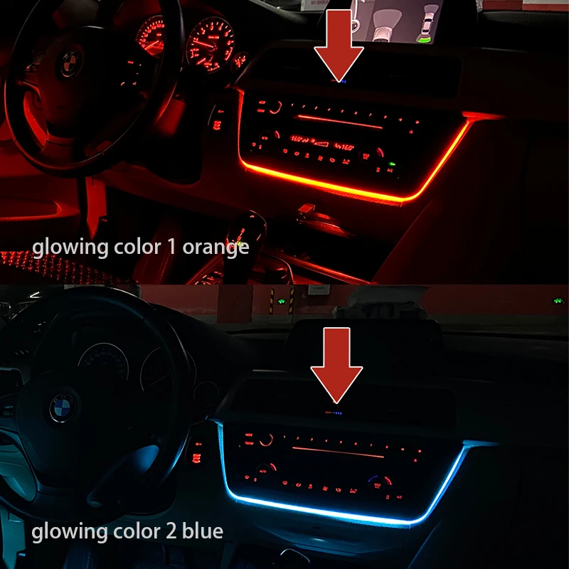 Center Radio Panel Ambient Lighting Trim With Footwell LED Light 2 Colors for BMW accessories 3 4 series F30 F31 F32 f33 F34 F36