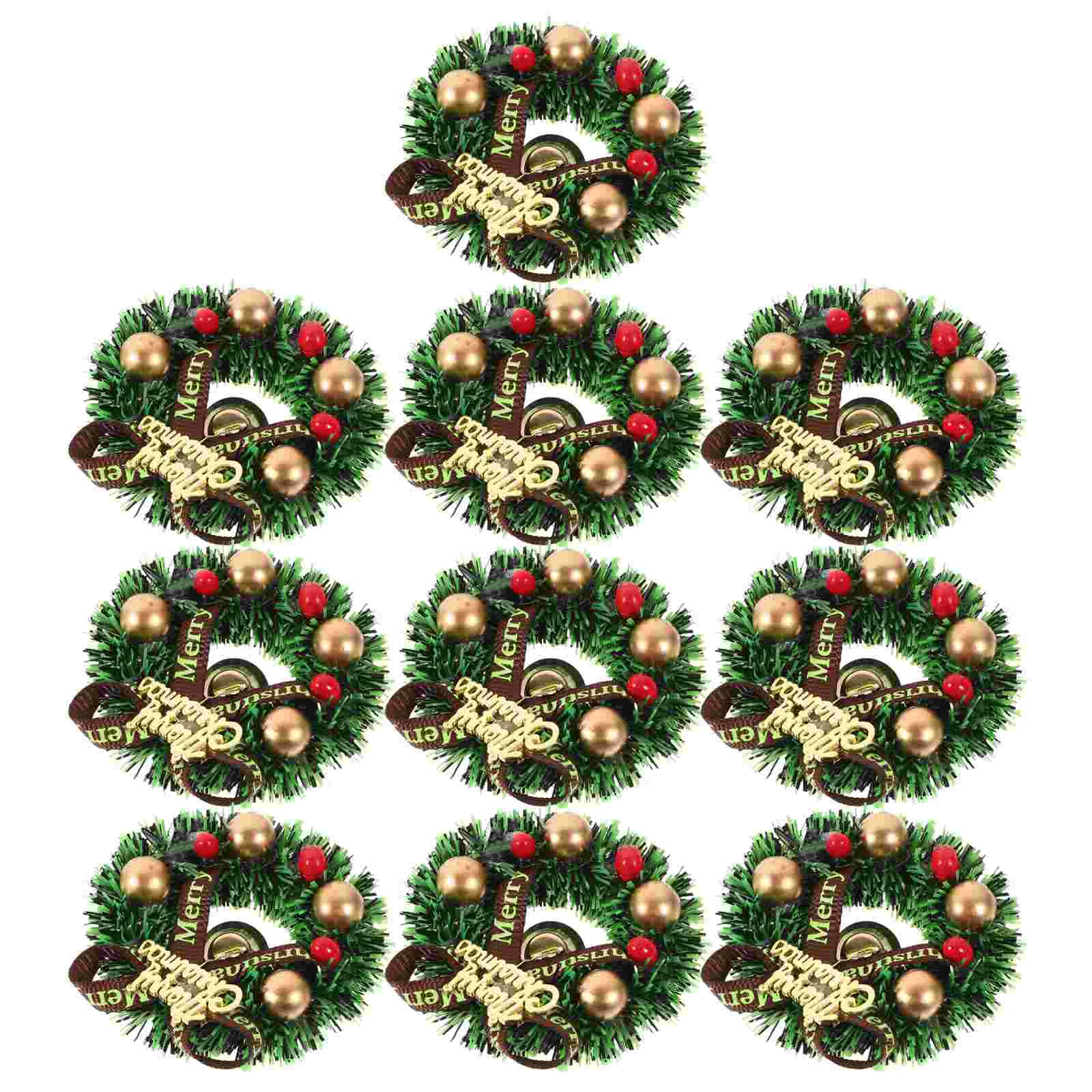 

10 Pcs Statue Christmas Mini Wreath Outdoor Toys Dollhouse Miniature Plastic Tree Hanging