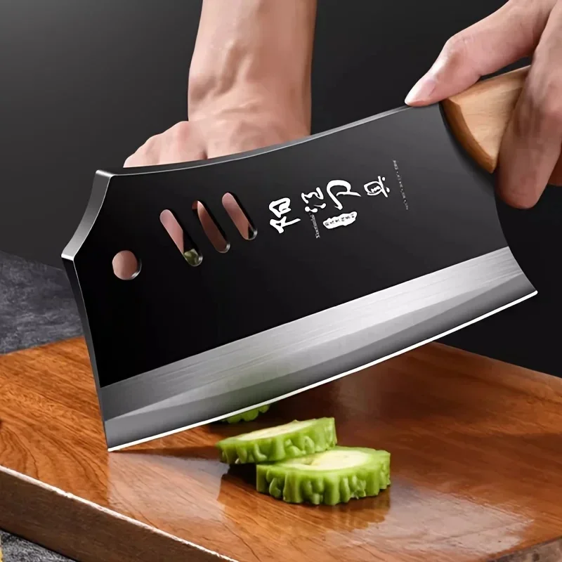 CMGF Forged Bone Chopping Knife High Hardness Thickened Bone Chopping Axe for Butchers Kitchen Knife Black Wood Handle