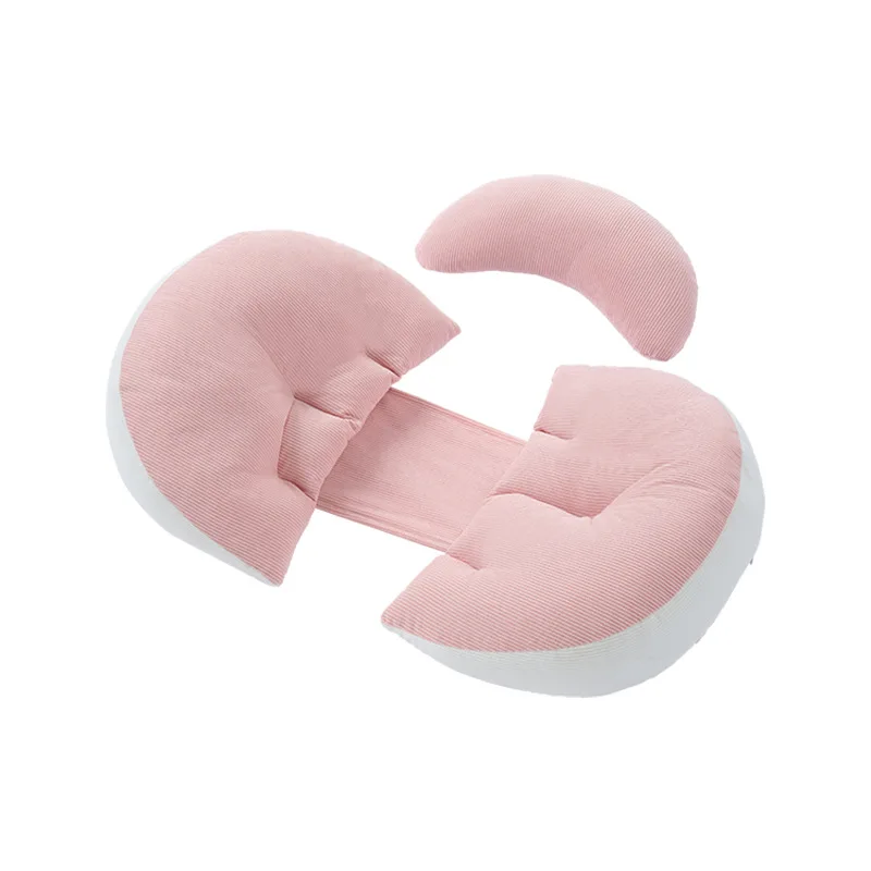 임산부 옆으로 자는 베개, 배와 허리 지지 기능이 있는 U자형 임신 쿠션, 고탄력 중공 면