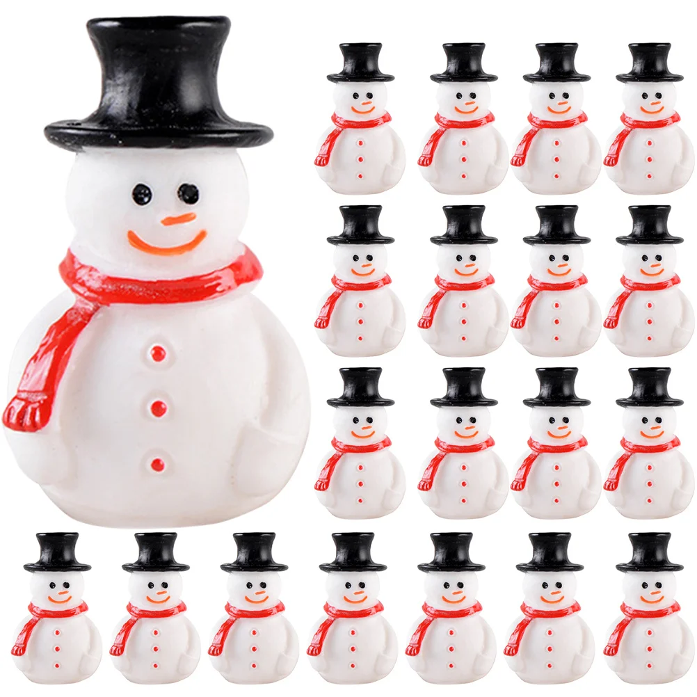 

20Pcs Resin Mini Christmas Snowman Bright Colored Xmas Decorations for Home Party Micro Landscape Snowman Ornaments