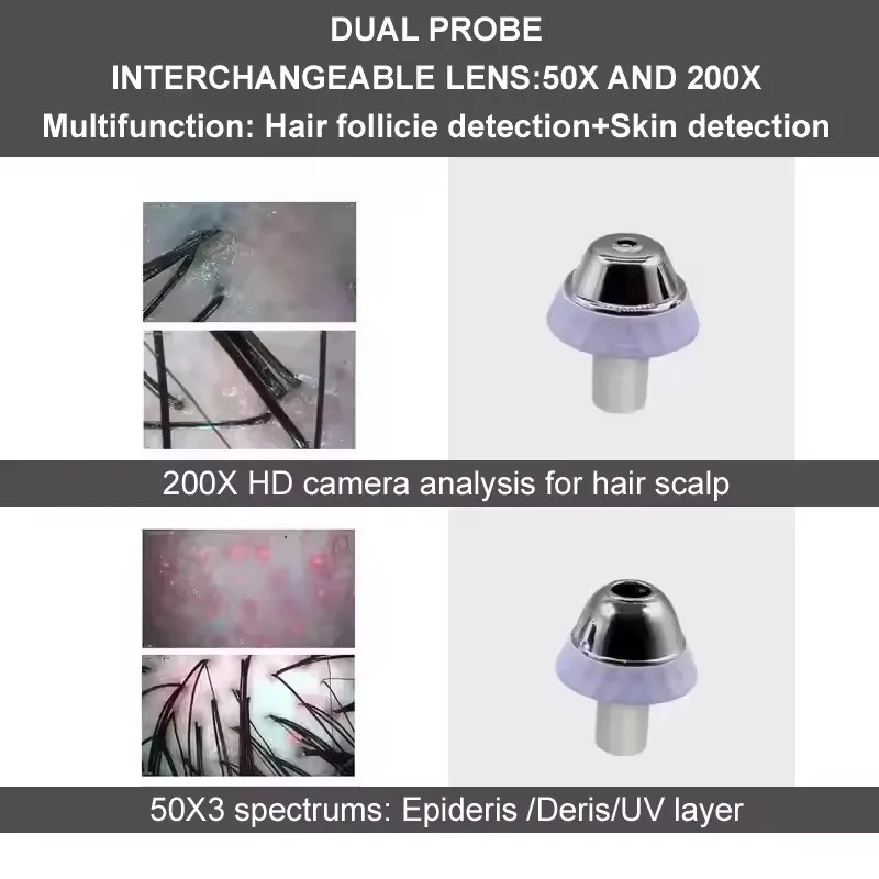 المهنية الجلد كاشف الشعر فروة الرأس بصيلات الشعر الرطوبة الجلد المسام الصباغ مكبرة محلل الجلد الصباغ تستر 11 بوصة #2