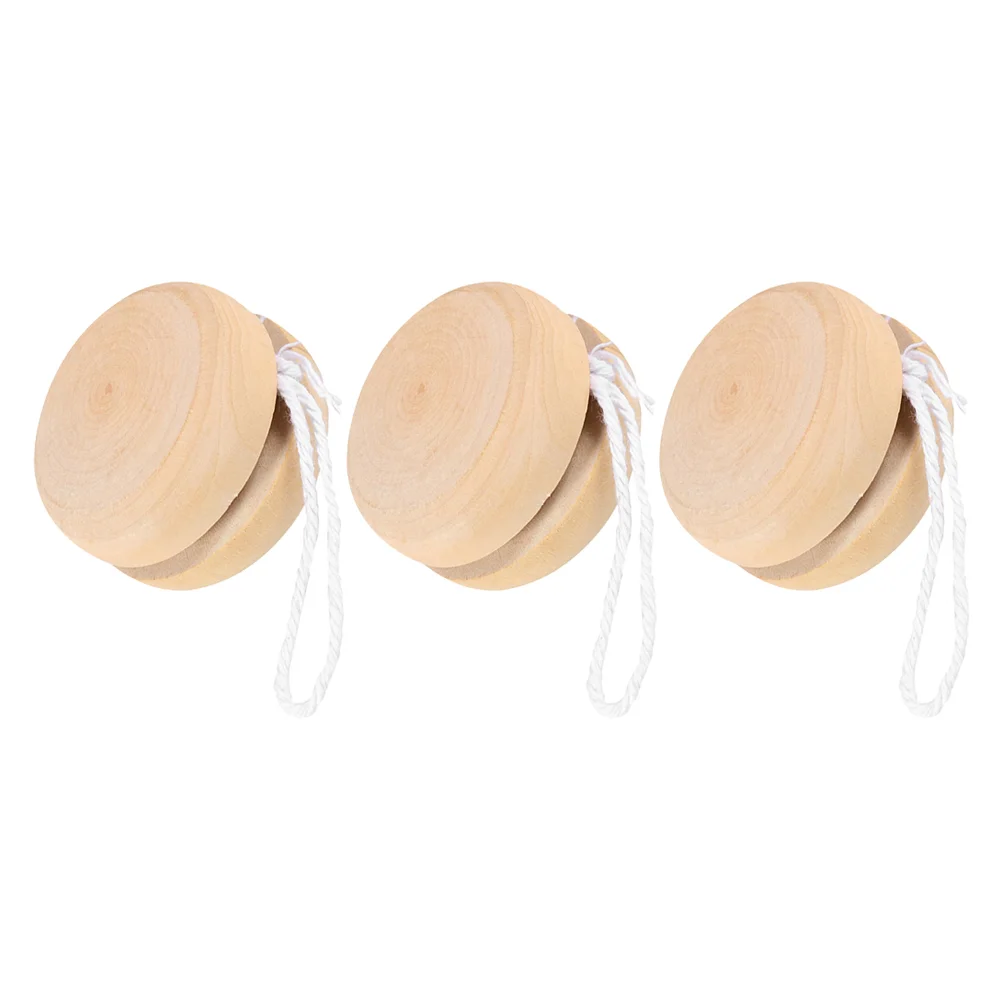 3 Pcs Yo Yo Toy Painting Balls Creative Wooden Graffiti Playthings Unfinished Yoyo Toys Ideal Gift Relaxing Hands On Artwork