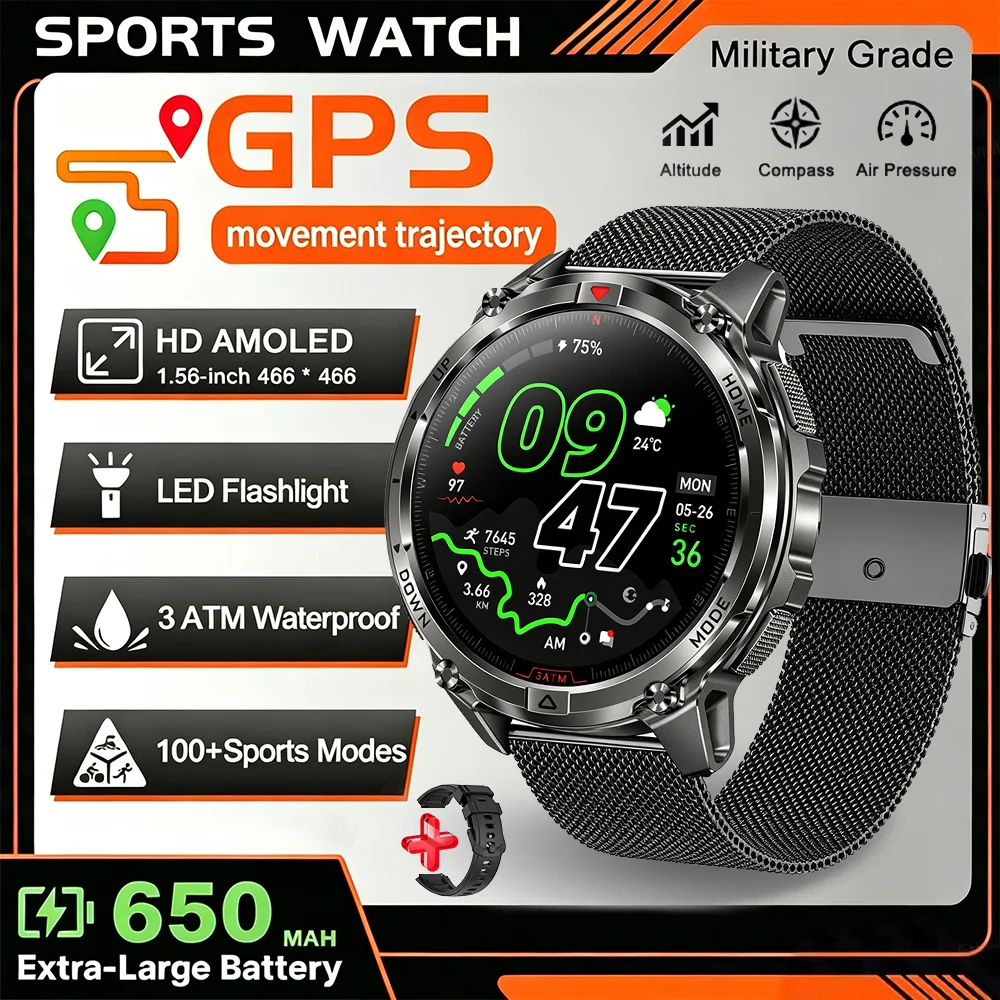 Durable Adult Smart Watch with GPS and Compass