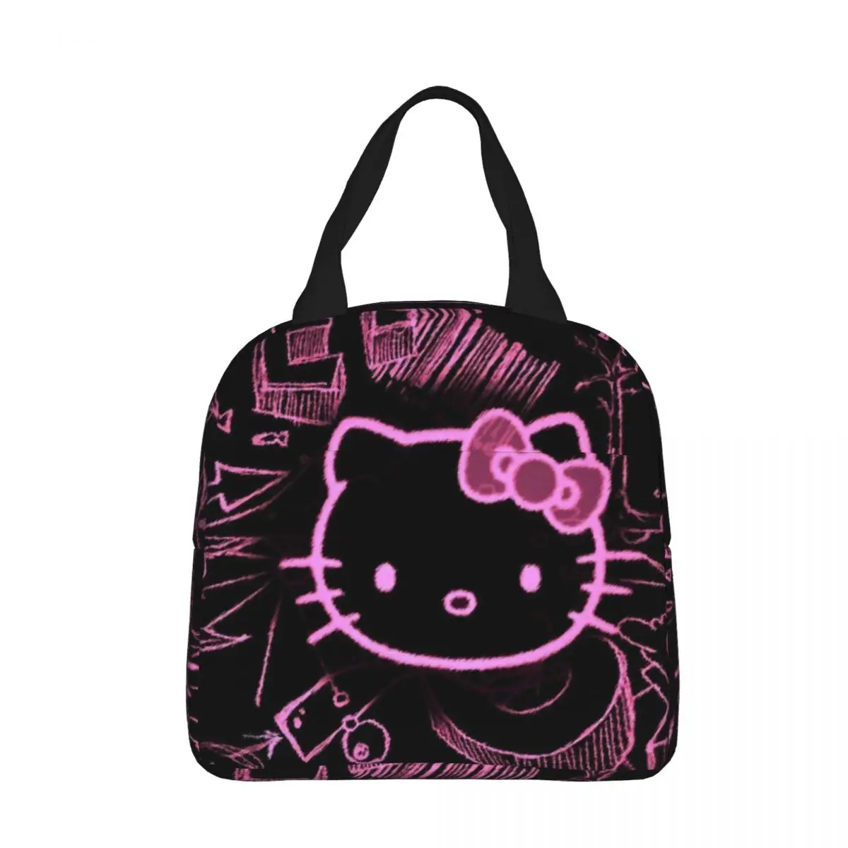 Kawaii Sanrio HelloKitty Cartoon Insulated Lunch Bags High Capacity Meal Container Thermal Bag Tote Lunch Box Office Bento Pouch