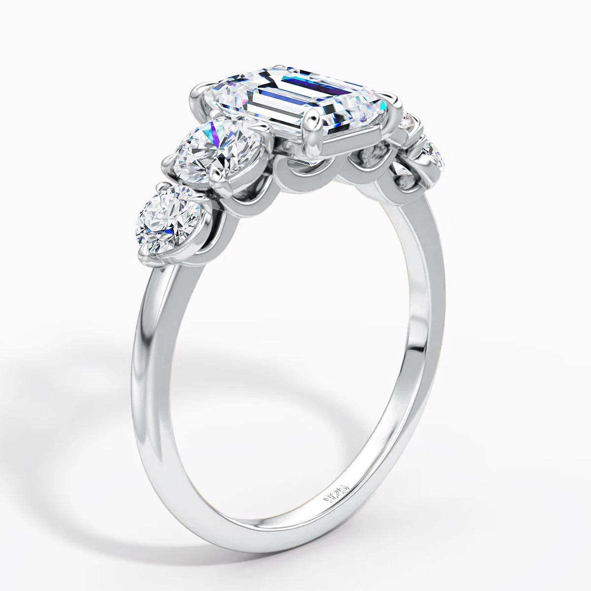 925 Sterling Silver 2ct Emerald Cut Moissanite Rings for Women Zircon Rhinestone Finger Ring Trendy Wedding Engagement Jewelry