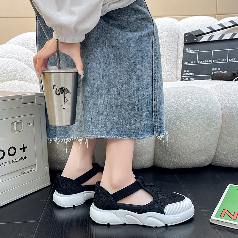 Women Casual Shoes Fashion Breathable Walking Mesh Flat Shoes Woman White Sneakers Women 2024 Female Summer Lace Hollow Sandals