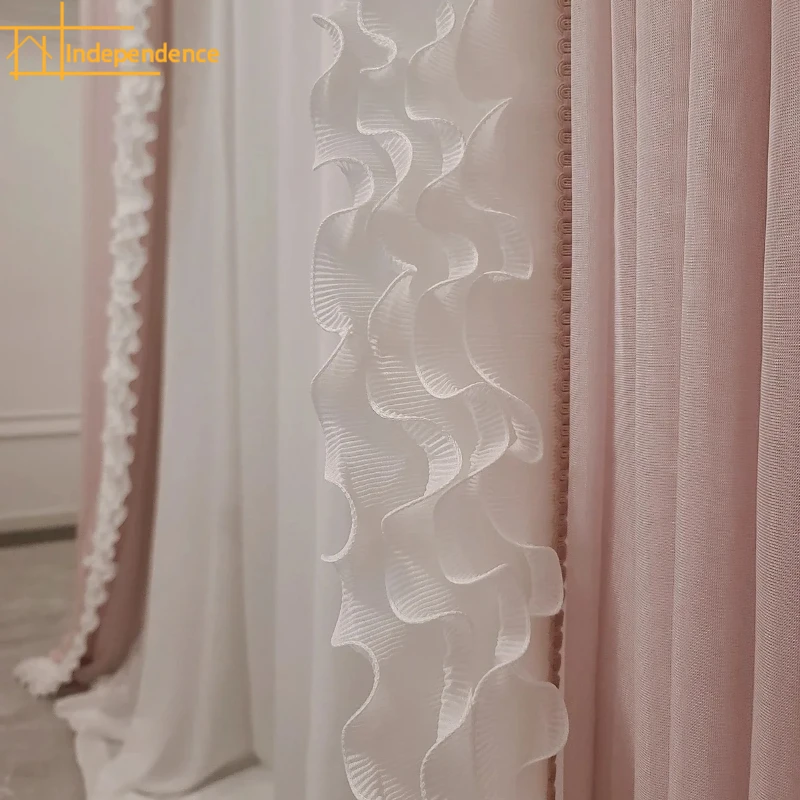 

Элитные французские шторы на заказ: розовые, романтичные, с кружевной вышивкой, в стиле принцессы, для спальни и гостиной, с жемчужной отделкой для окон