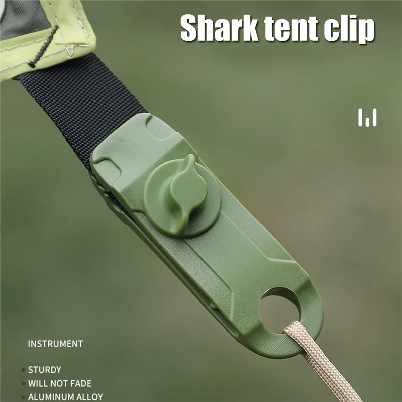 

AED4-10Pcs Outdoor Camping Tent Windproof Reusable Fixing Shark-Clips Clamps Tarp Cord Buckle Tensioner Tent