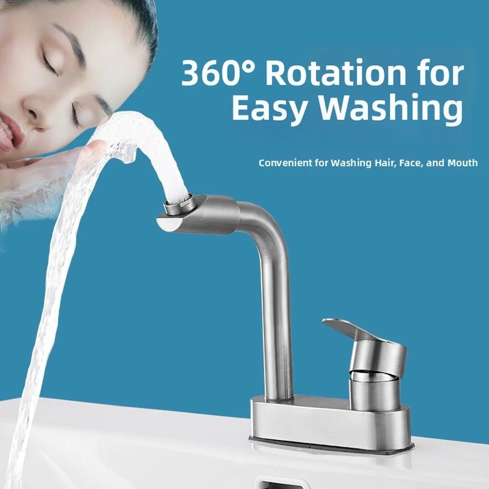 Rotatable Stainless Steel Basin for tap with Mixer Function and Designed for Use in Kitchen or Bathroom Environments