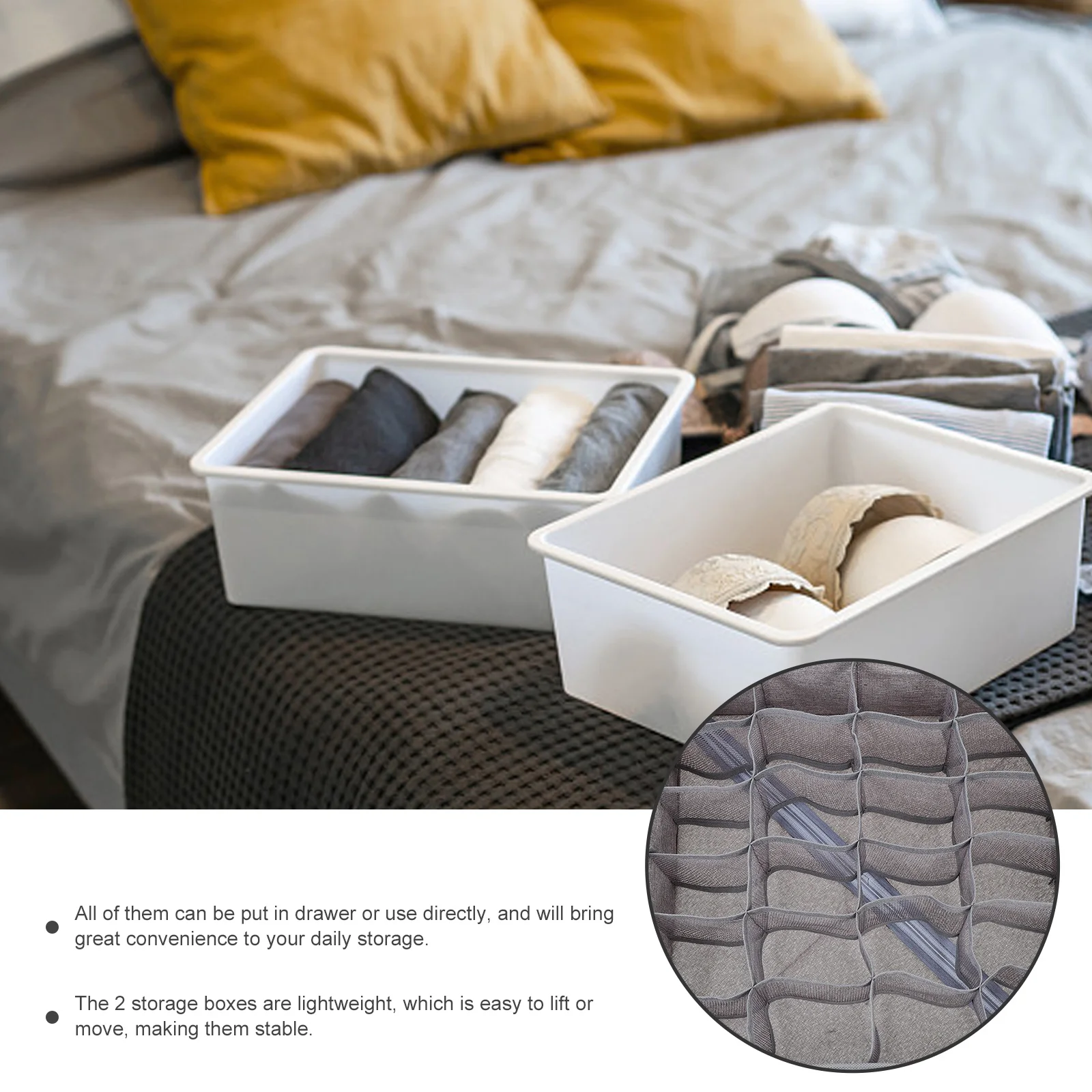 

2Pcs Foldable Closet Drawer Organizer Paperboard Underwear Storage Box Bra Socks Storage Divider for Wardrobe Drawer Organizer