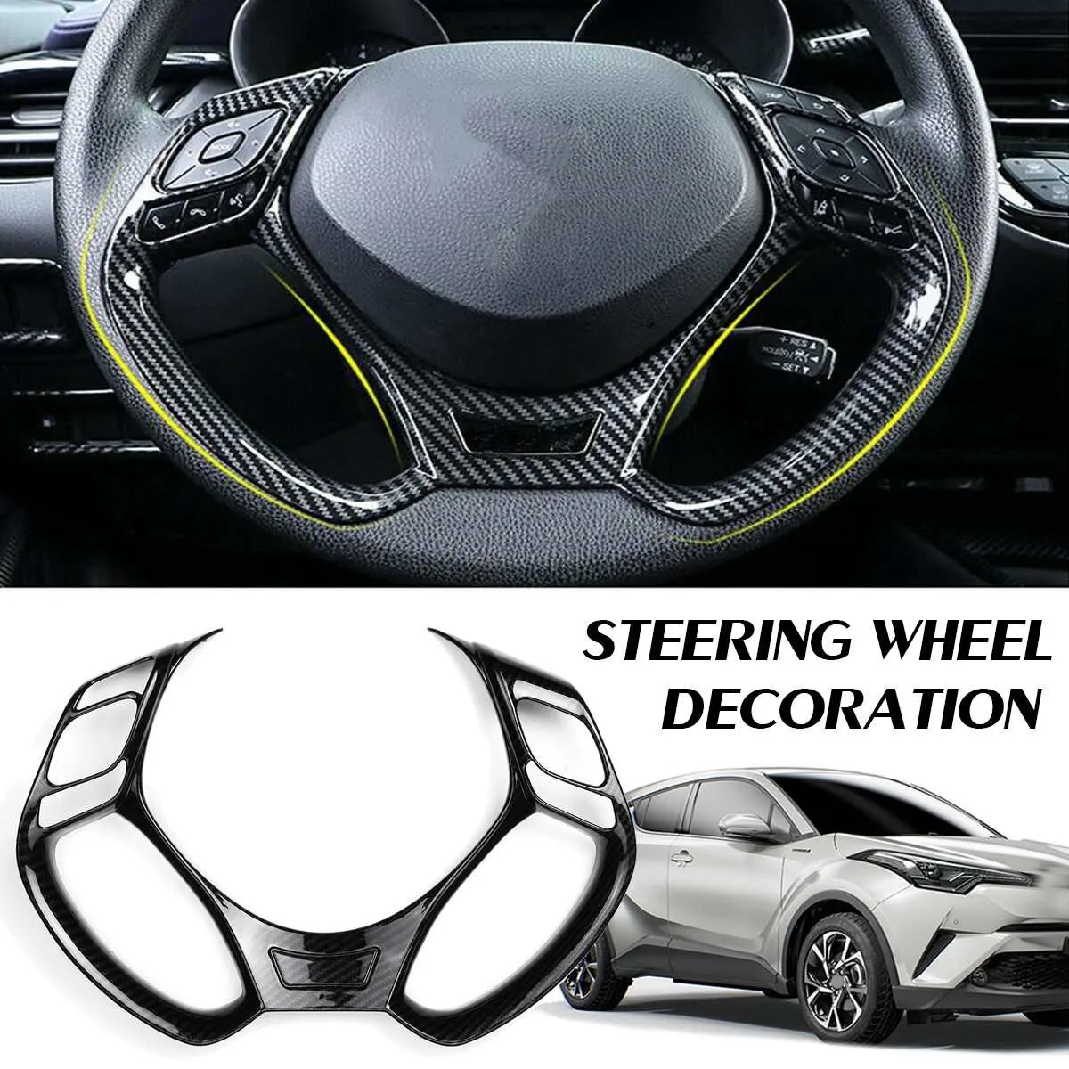 Car Steering Wheel Button Trim Decor Cover for Toyota C-HR CHR 2016 2017 2018 2019