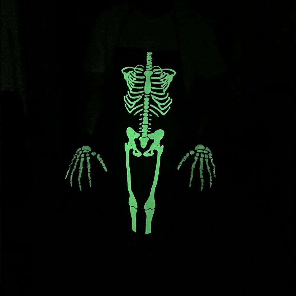 

Halloween Apron Set with Skeleton Gloves for Costume Party, Glow-in-the-Dark Scary Apron