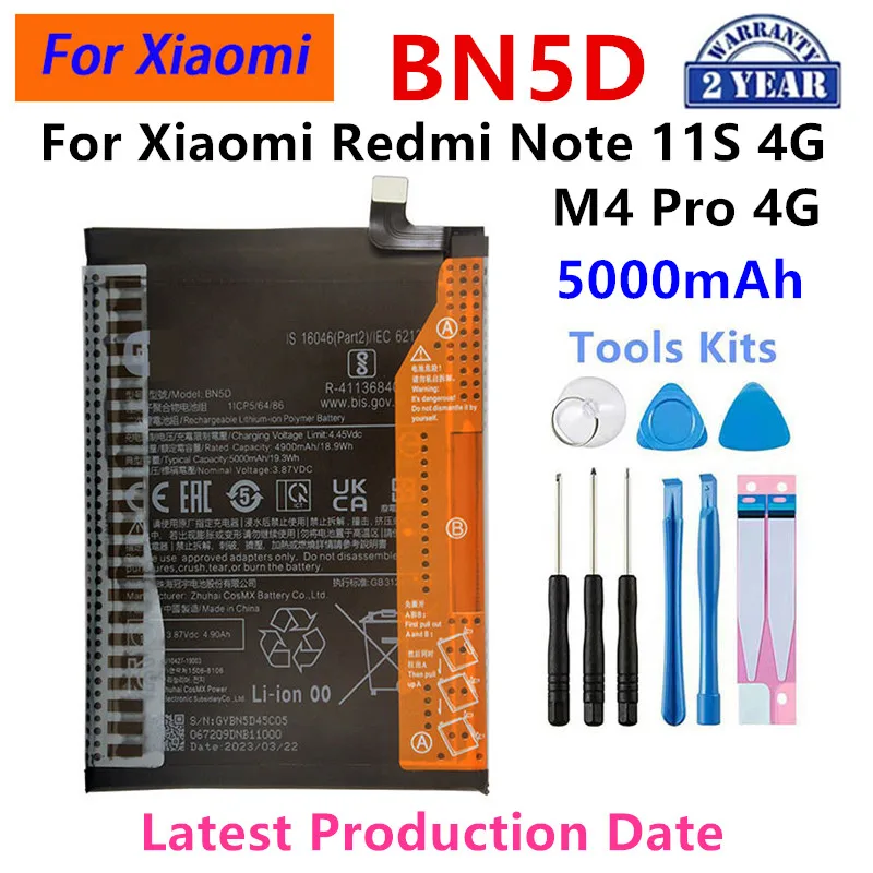 Brand New BN5D 5000mAh Battery For Xiaomi Redmi Note 11S 11 S 4G / M4 PRO 4G  Phone Replacement Batteries+Tools