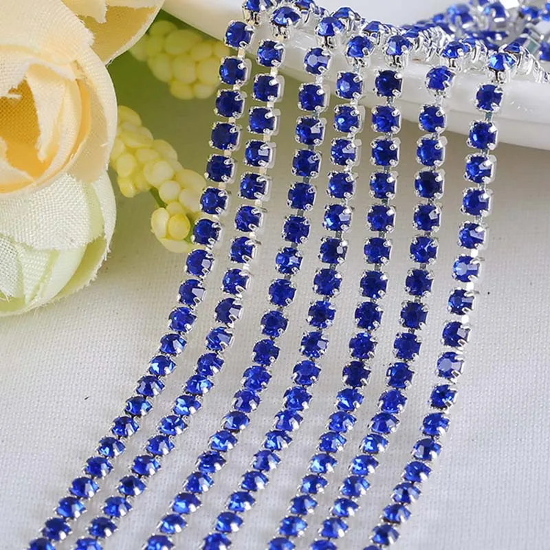 10 Yards Strassbesatz 2 mm Glitzer Kristallkette Hochzeit Party Geschenk DIY Kunst Dekoration Kleidung Hut Tasche Zubehör Strass – Detail 6